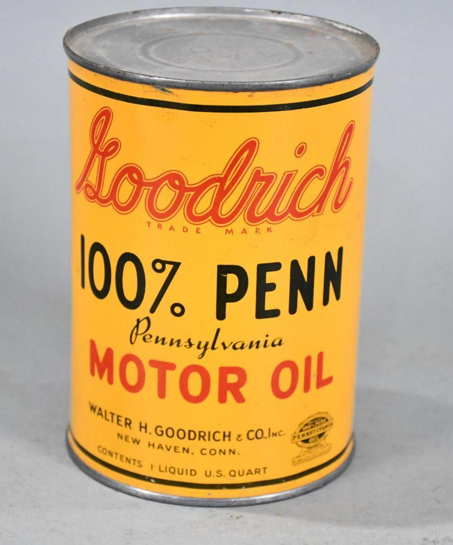 Goodrich 100% Penn Motor Oil One Quart Round Metal Can (1 of 4)