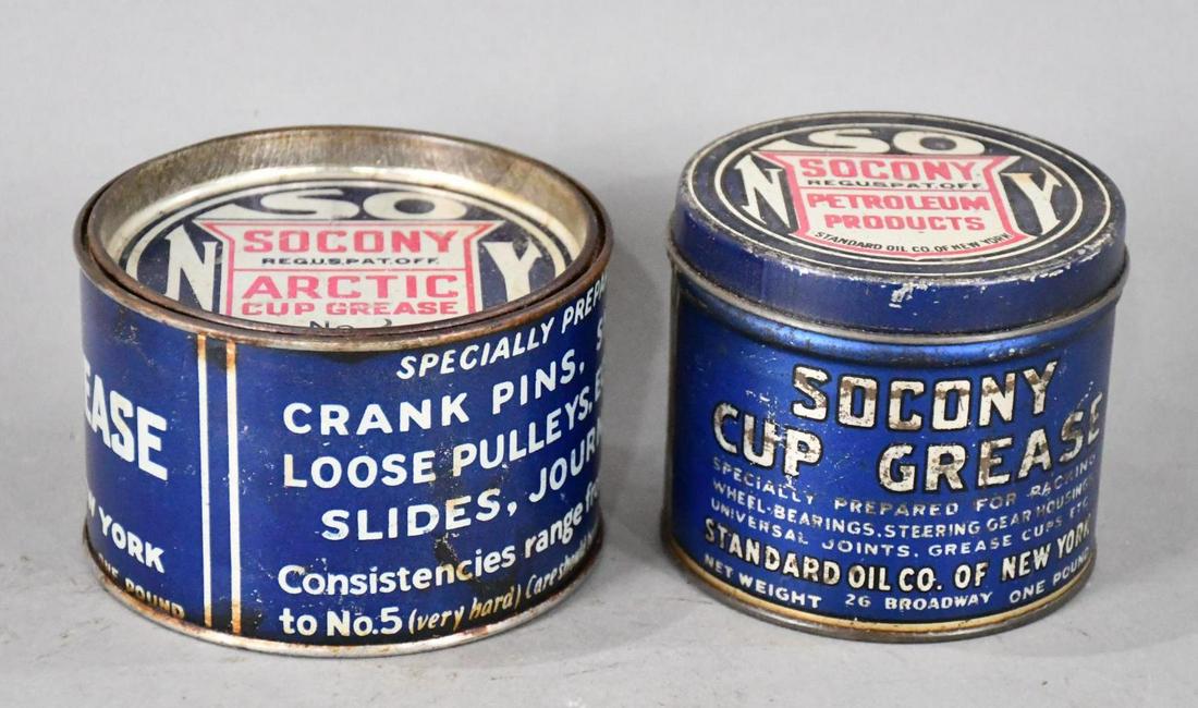 2-Different Socony Cup Grease Metal Cans (1 of 2)