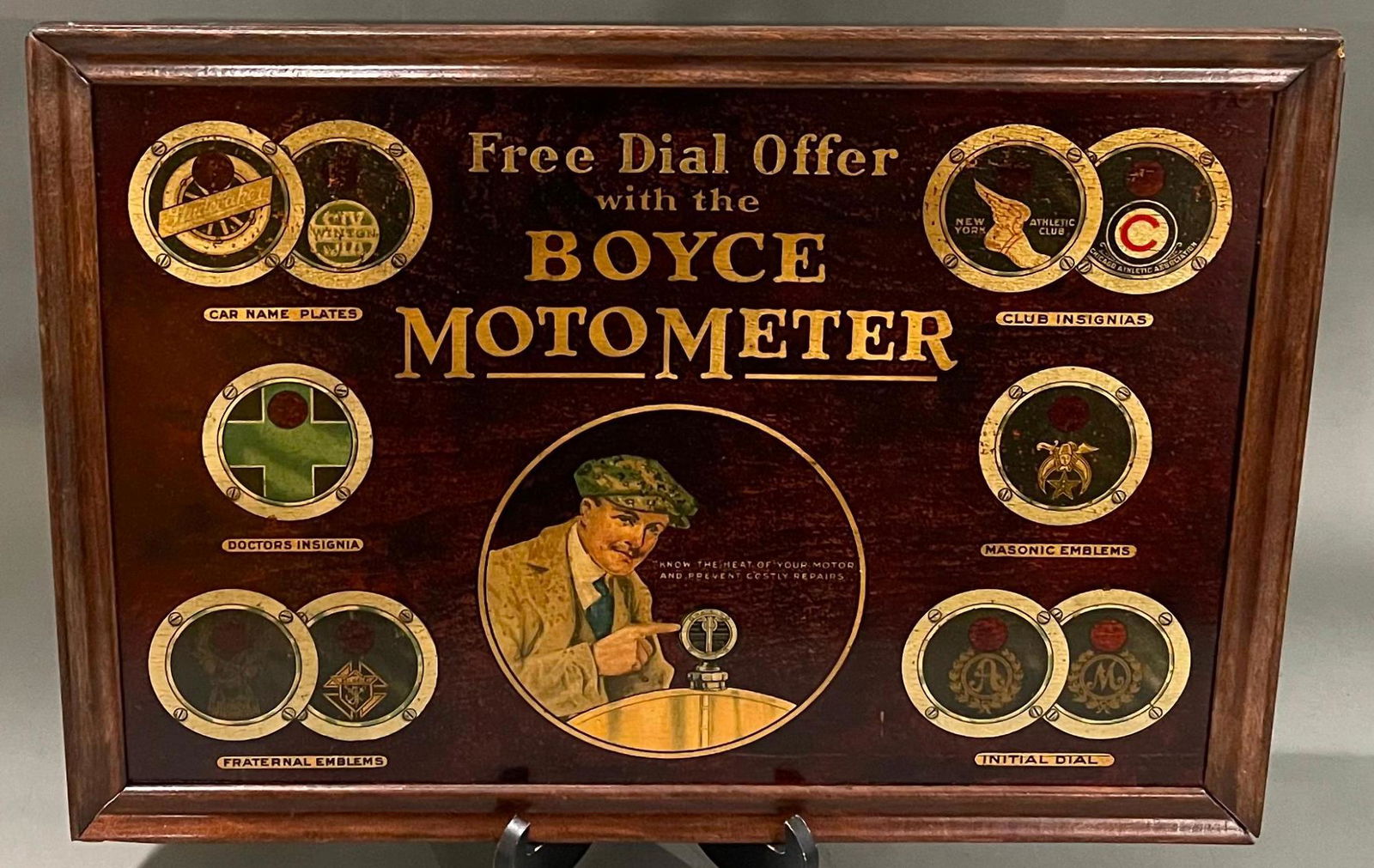 Boyce Moto Meter "Free Dial Offer" Wood Sign (1 of 5)