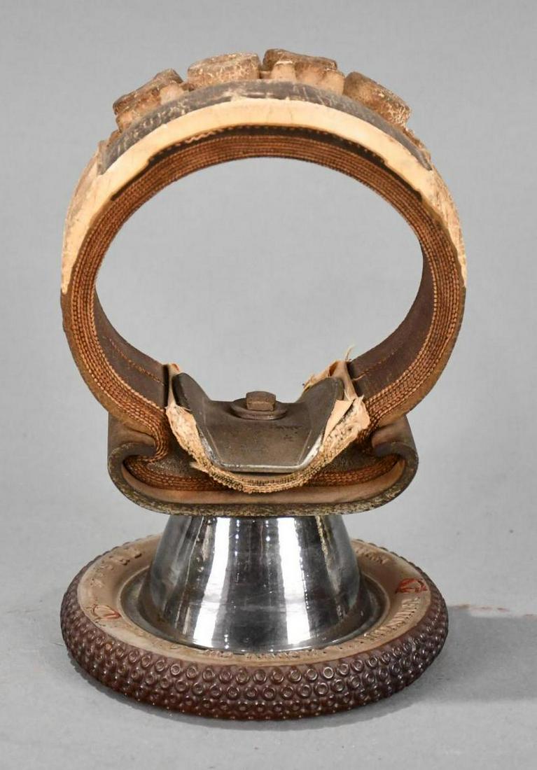 Cross Section of Early White Tires Mounted On Vacuum Cup Glass Ashtray (1 of 4)