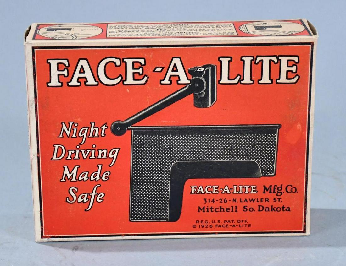Face-A-Lite "Night Driving Made Safe" NIB: rated 9, 6"x8"x2.5", the cardboard box is in excellent condition.