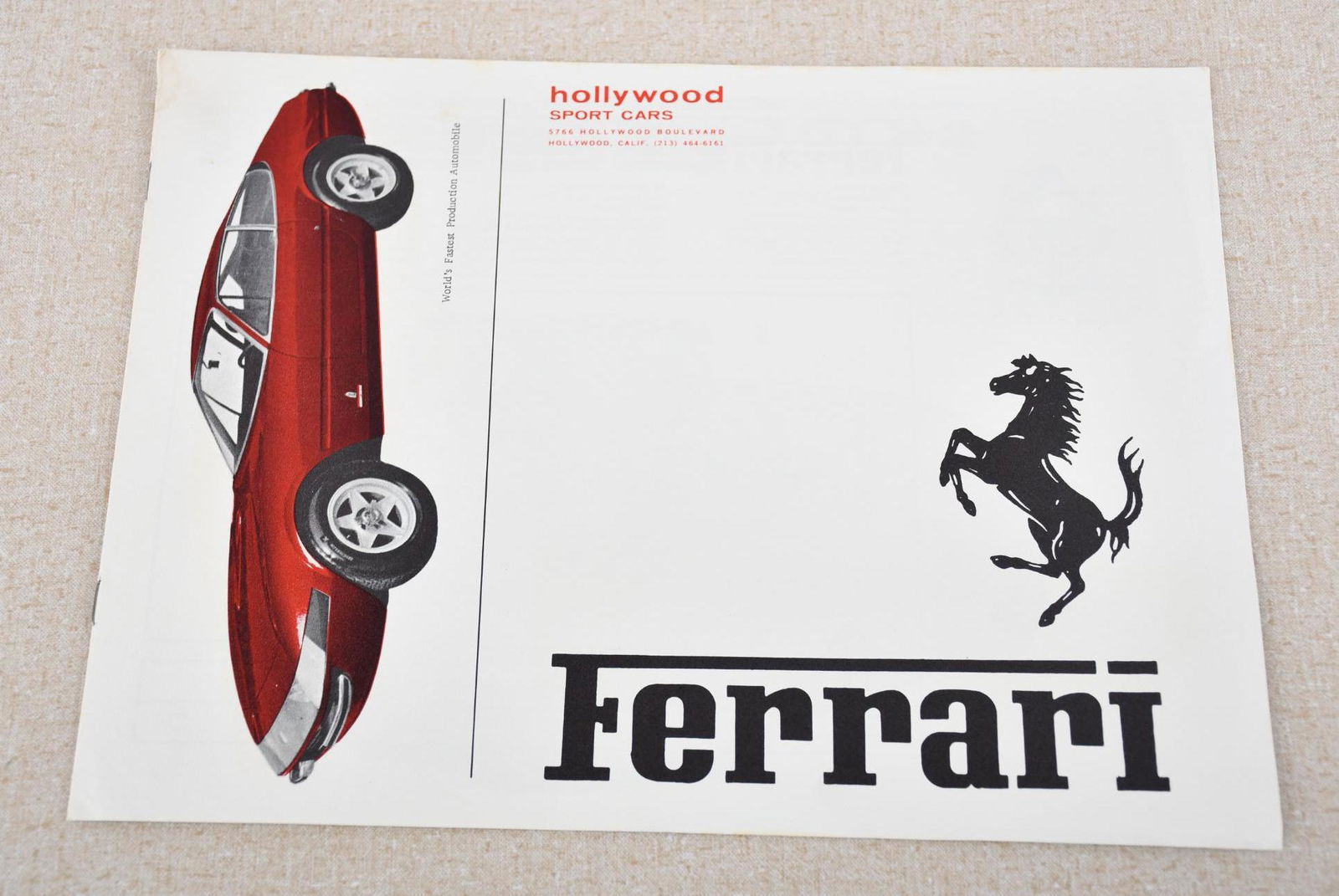 Ferrari "Hollywood Sports Cars" Sales Brochure (1 of 6)