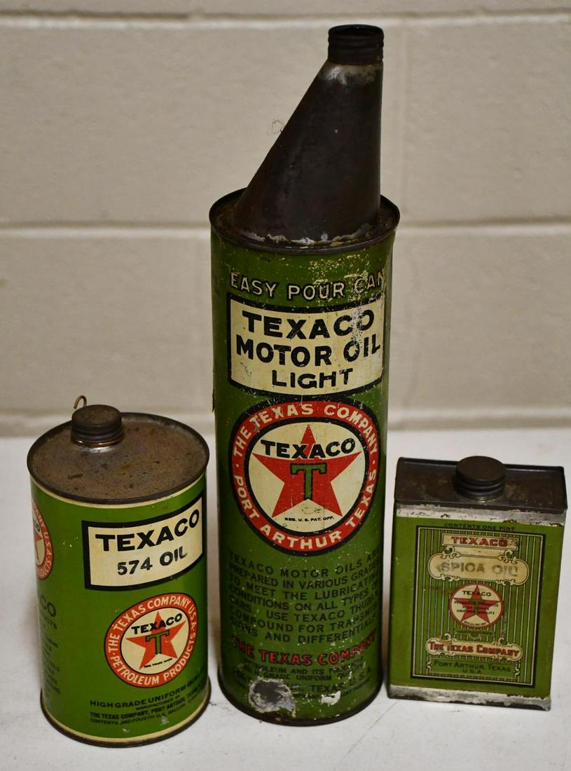 Texaco Easy Pour, 574 & Spica Oil Metal Cans (1 of 4)