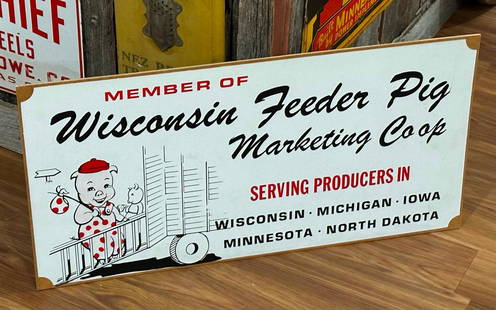 Graphical Wisconsin Feeder Pig Sign: Single Sided Masonite Sign, good graphics, color and shine