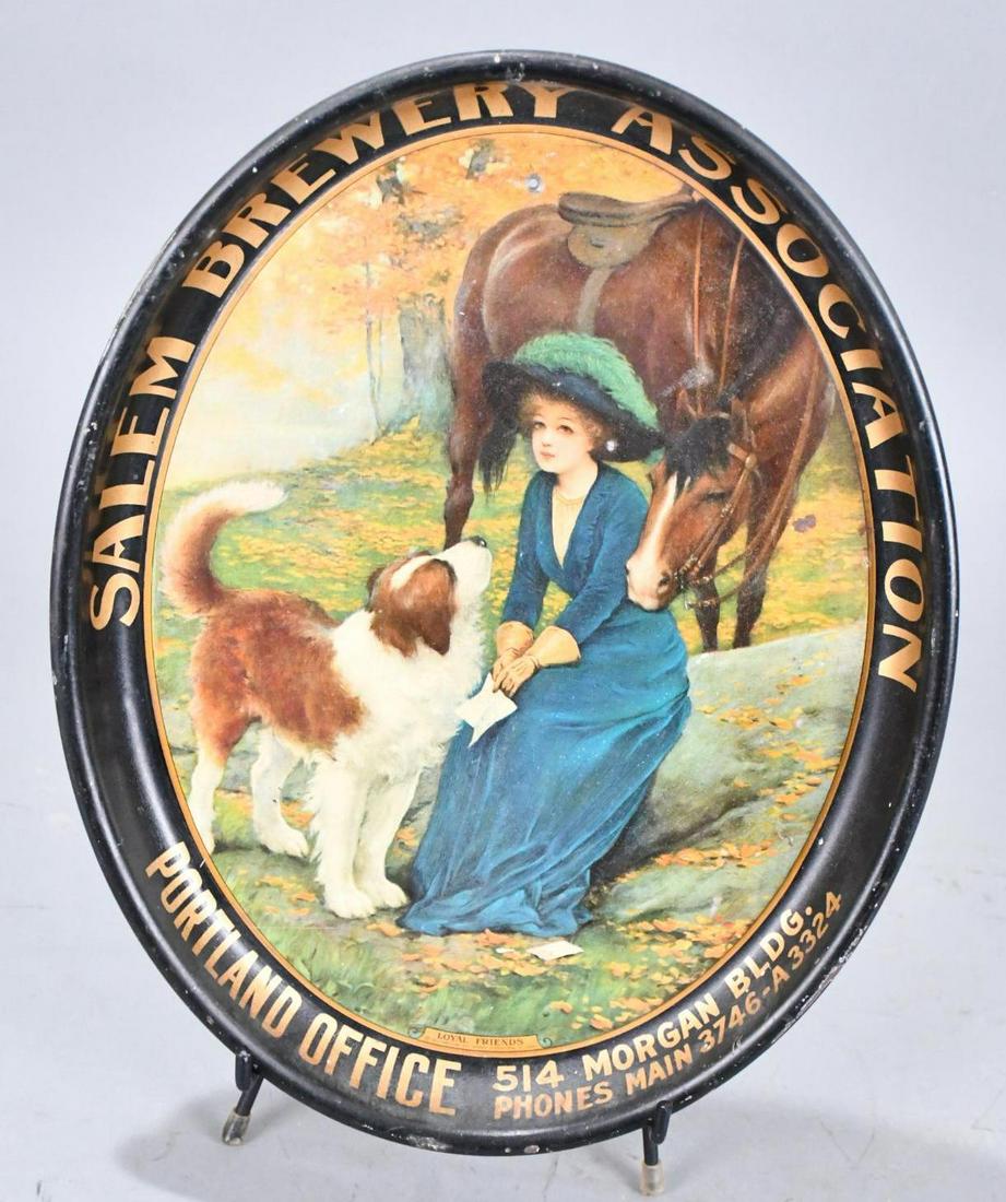 1913 Salem Brewery Association Metal Serving Tray (1 of 4)