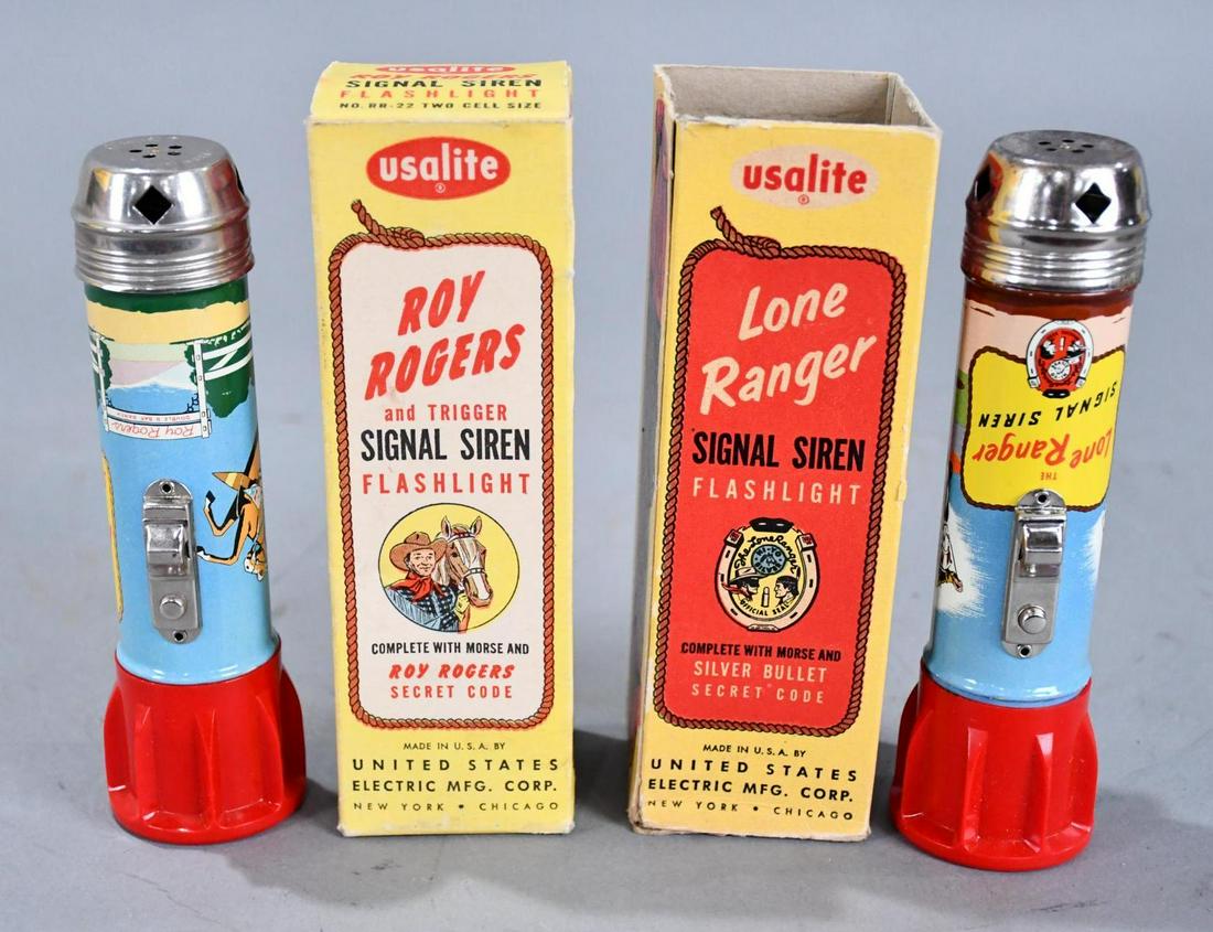 2-Roy Rogers" & Trigger Signal Siren Flashlight NIB (1 of 4)