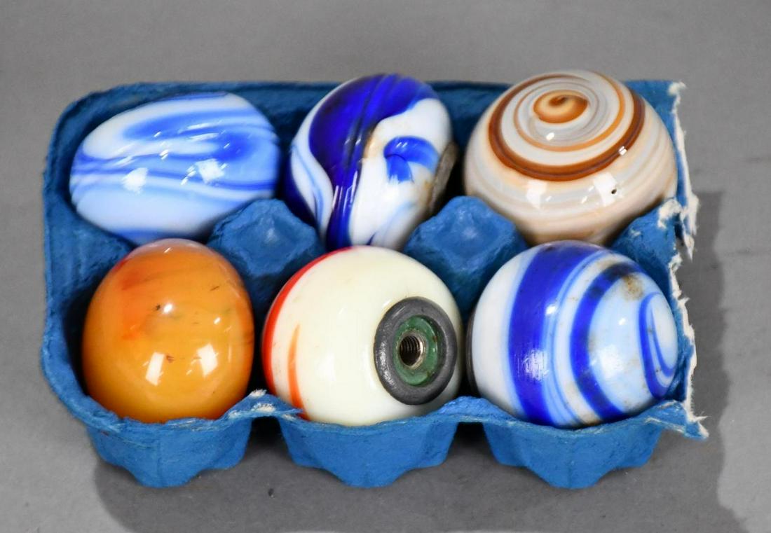 6-Glass Gear Shifter Knobs: rated 9, all in good condition, minor wear.