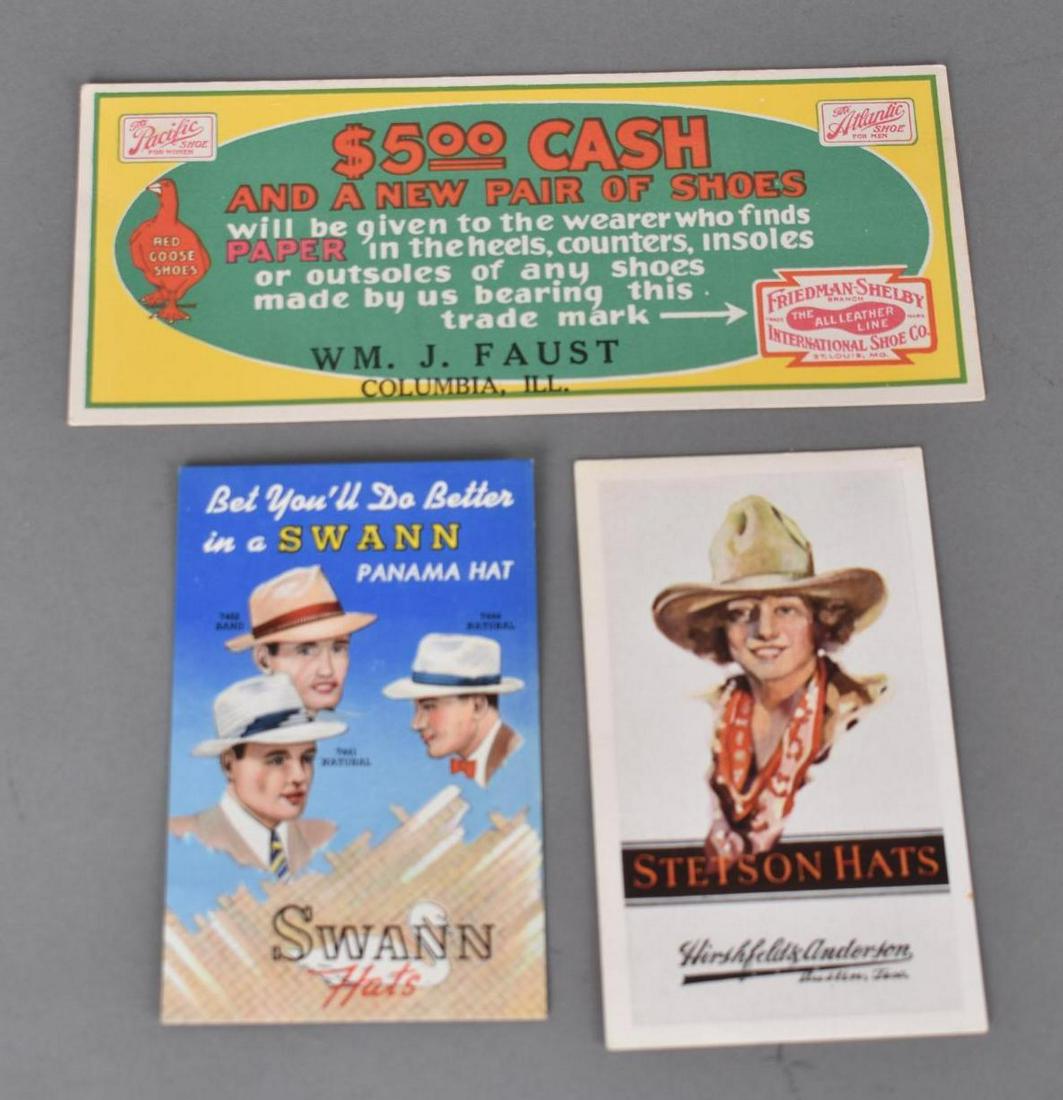 Stetson Hats, Swann Hats & Red Goose Shoes Ink Blotters: rated 9, 4"x9", all have good color