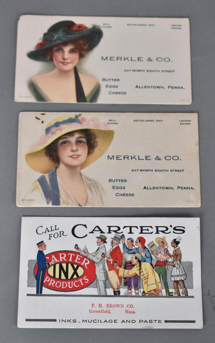 Carter's Ink & Others Ink Blotters: rated 7 to 9, 4"x6", all have good color, Merle are yellowed