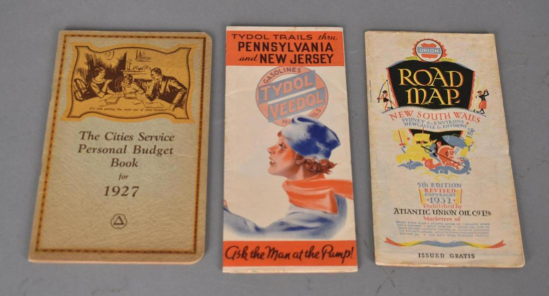Tydol, Atlantic Road Maps, 1927 Cities Service Budget Book: 9"x4", soiling to the Atlantic.