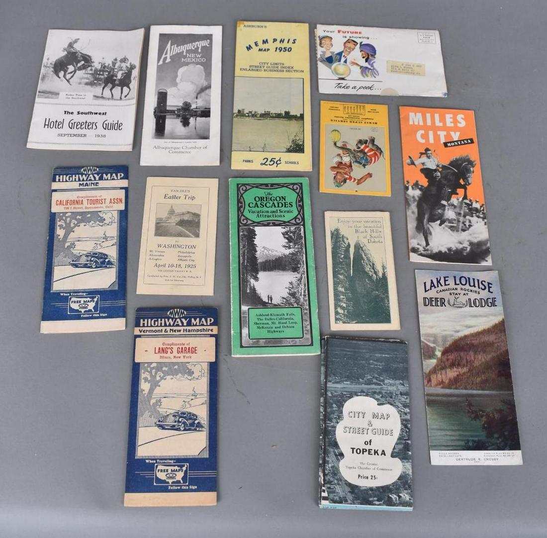 10-Road Maps and Travel Brochures: 9"x4" or less, some poor condition