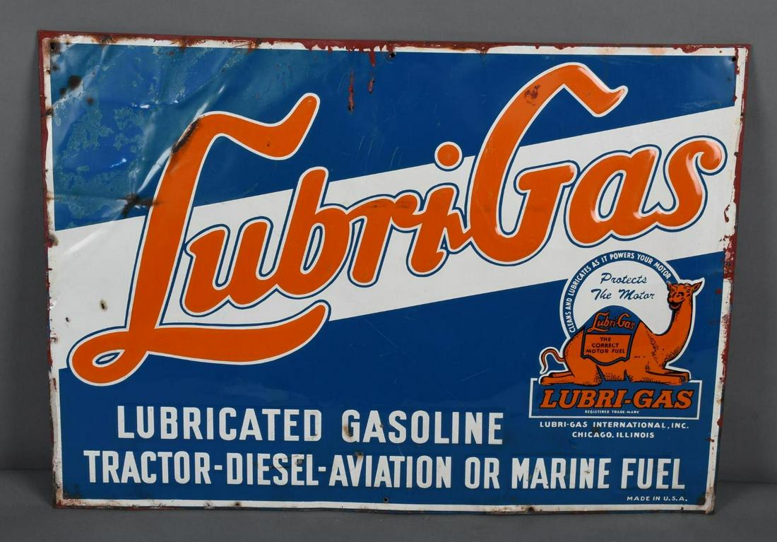 Lubrigas Lubricated Gasoline w/Camel Logo Metal Sign (1 of 4)