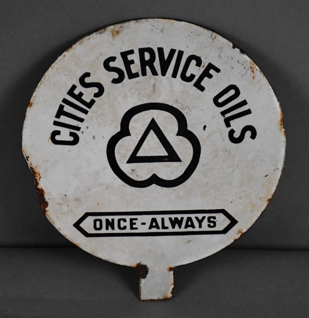 Cities Service Oils w/Logo Porcelain Lubster Sign (1 of 3)