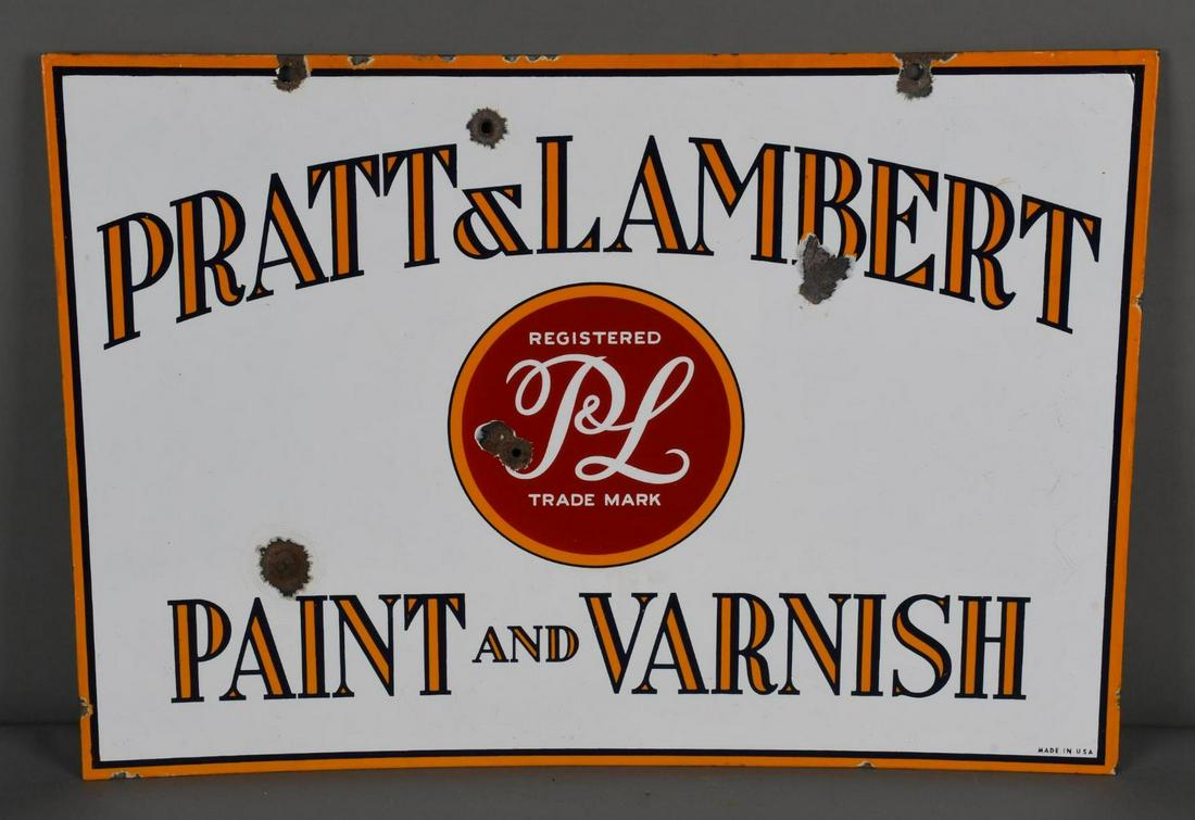 Pratt & Lambert Paint and Vanish Porcelain Sign (1 of 2)