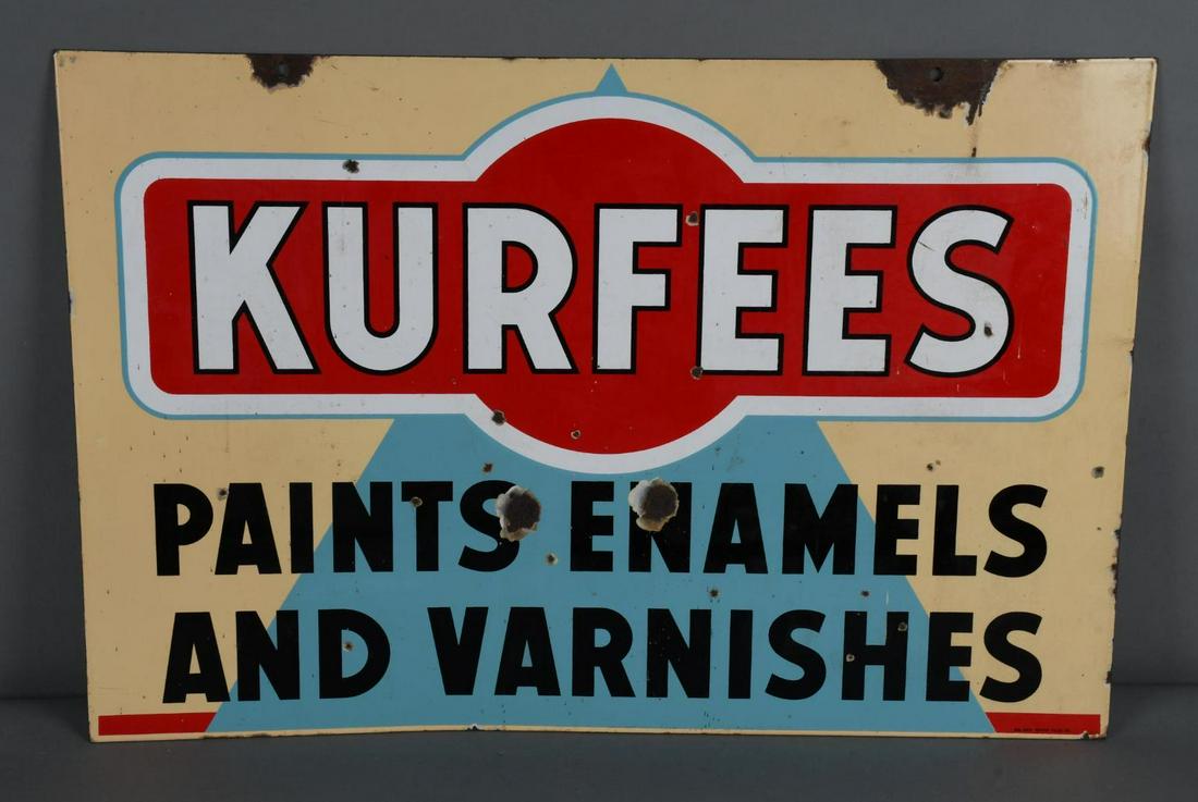 Kurfees Paints Enamels and Varnish Porcelain Sign (1 of 3)