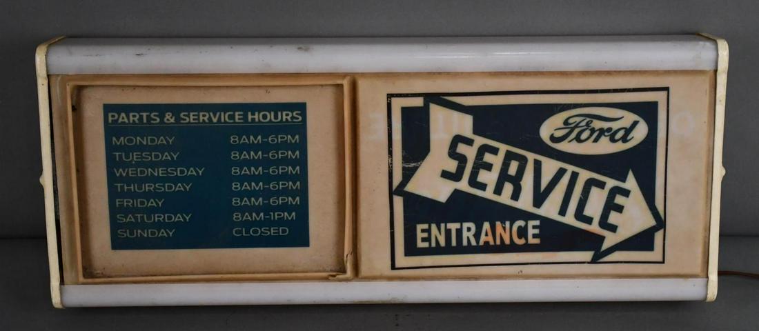 Ford Service Entrance Hours Open Lighted Plastic Sign (1 of 4)