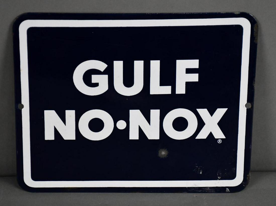 Gulf No-Nox Porcelain Pump Sign (1 of 2)