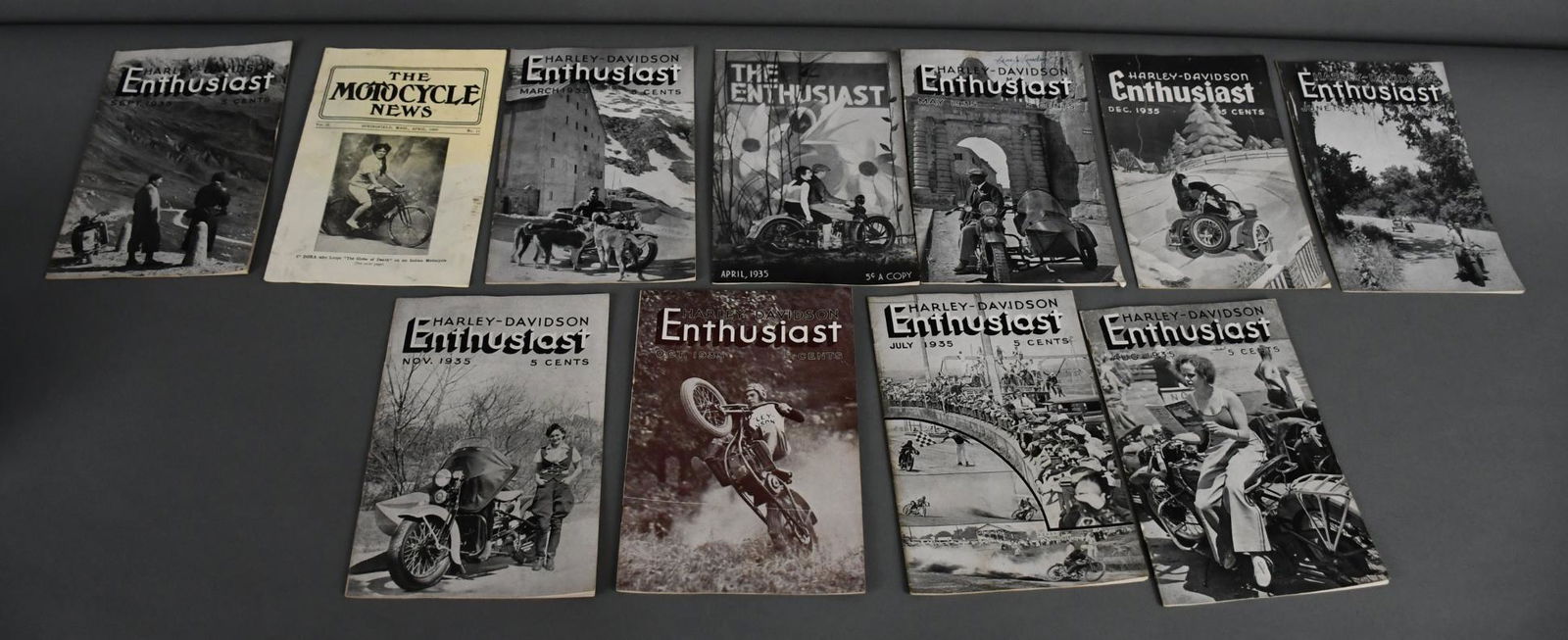 1935 Harley-Davidson Enthusiast Magazines: in good condition, every month except January and February.