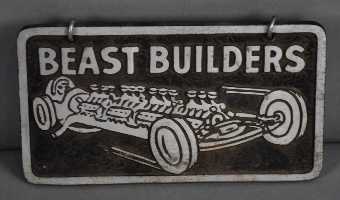 "Beast Builders" w/Hot Rod Image Metal Car Club Plaque (1 of 2)