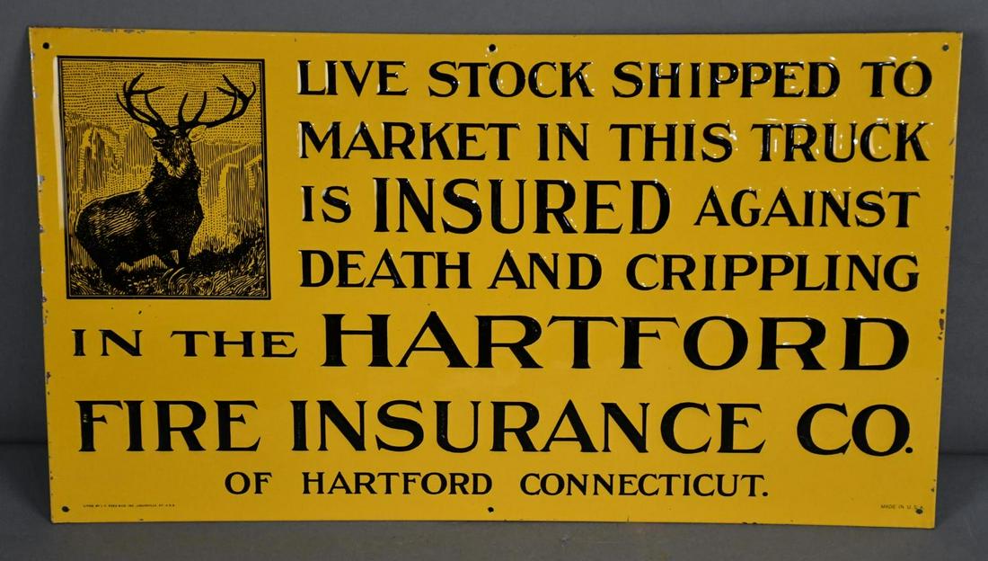 Hartford Fire Insurance w/Logo Metal SIgn (1 of 3)