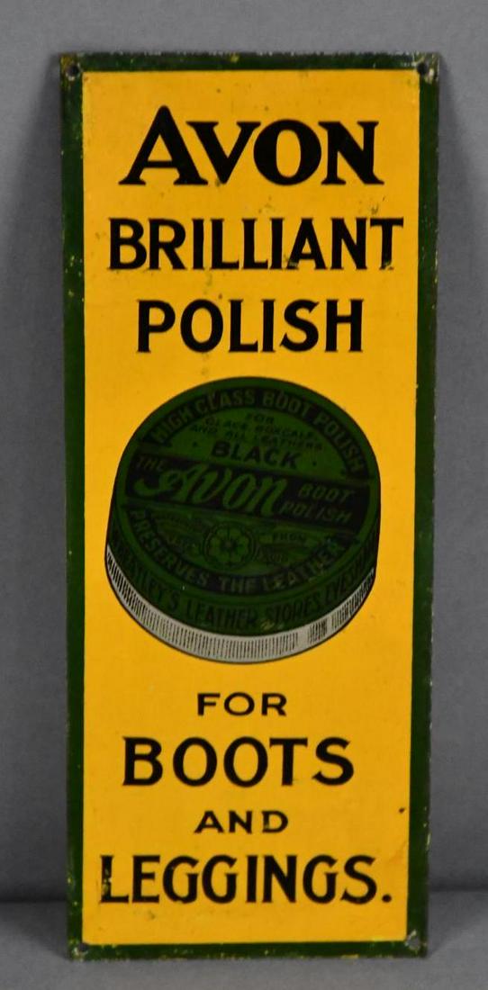 Avon Brilliant Polish for Boots & Leggings Metal Sign: rated 8, 8"x3", SST sign has good color, has light wear
