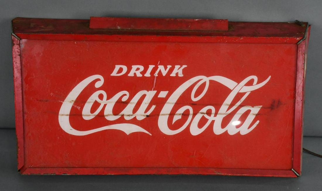 Coca-Cola Plastic Sign in original metal light box (1 of 3)