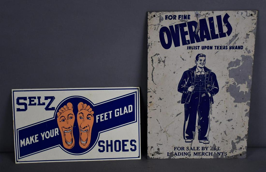 Lot of 2 Metal Clothing & Shoes Signs (1 of 4)