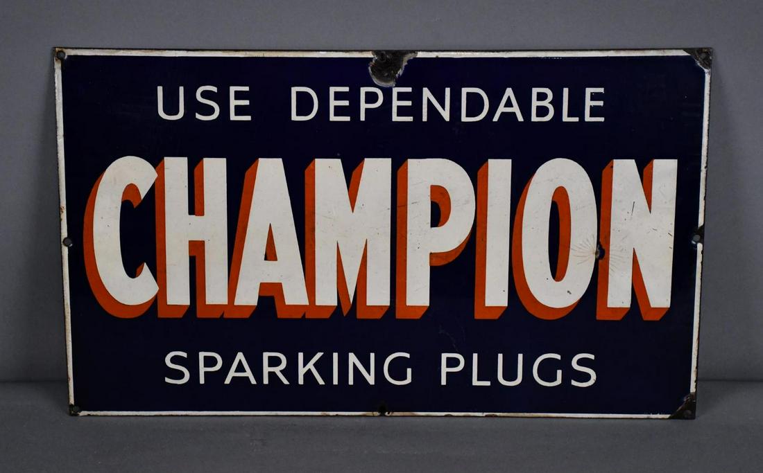 Use Dependable Champion Sparking Plugs Porcelain Sign (restored): SSP sign has been restored, 12.5"x21"