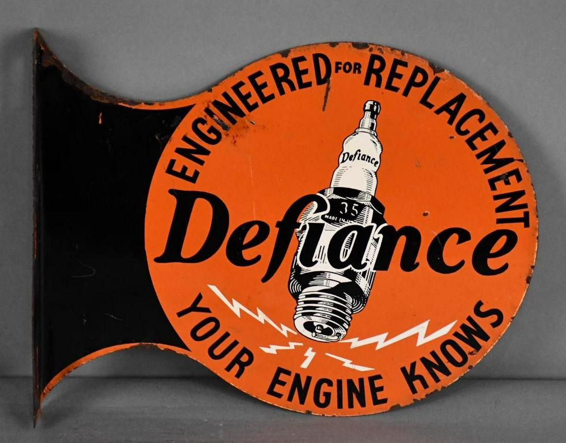 Defiance Spark Plug "Your Engine Knows" Metal Flange Sign (TAC) (1 of 4)