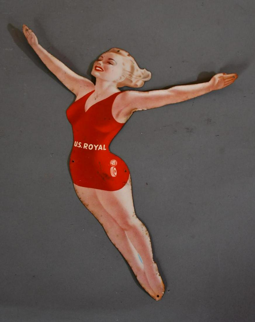 U.S. Royal (tires) Driving Girl Metal Sign (TAC) (1 of 3)