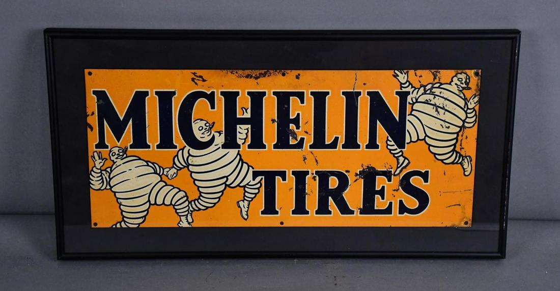 Michelin Tires w/3-Bibendums Smoking Metal Sign (1 of 4)