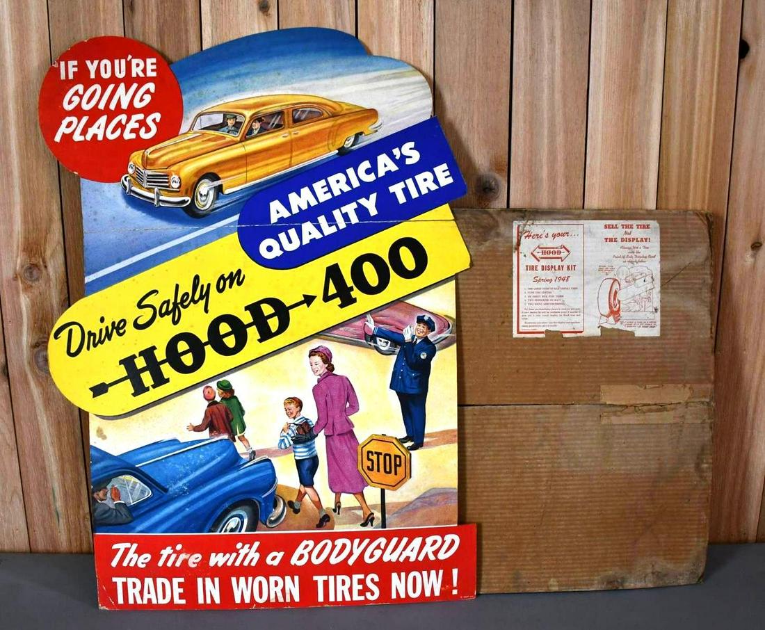 1950's Drive Safely on Hood 400 Tires Cardboard sign (TAC) (1 of 9)