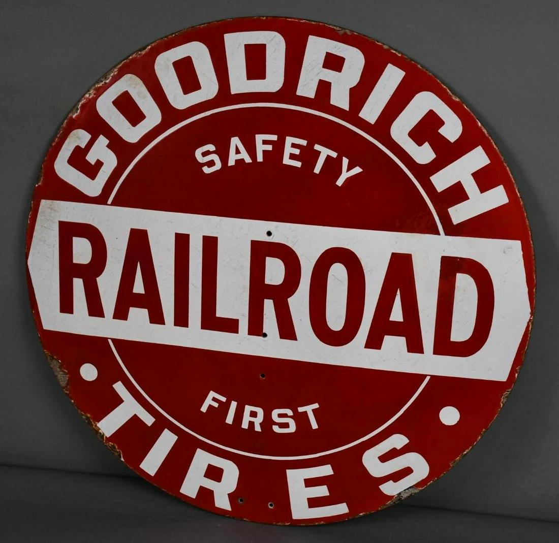 Goodrich Tires Railroad Safety First Porcelain Sign (TAC) (1 of 3)