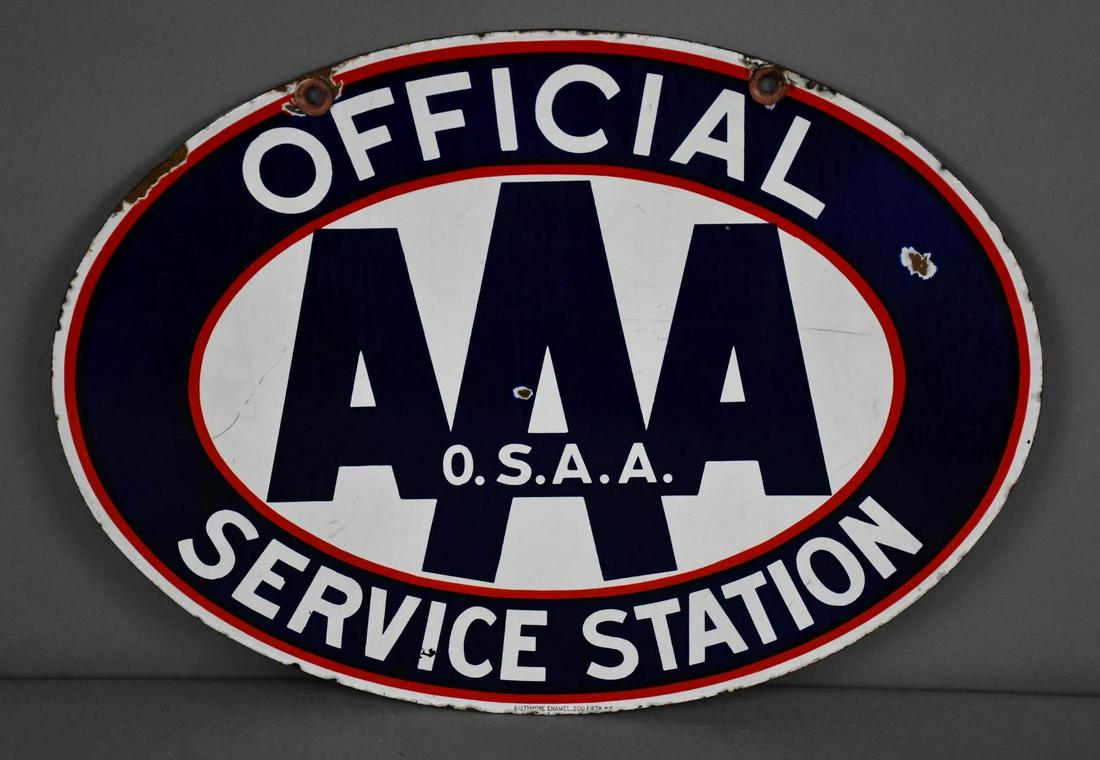 AAA Official Service Station Porcelain Sign (TAC) (1 of 4)