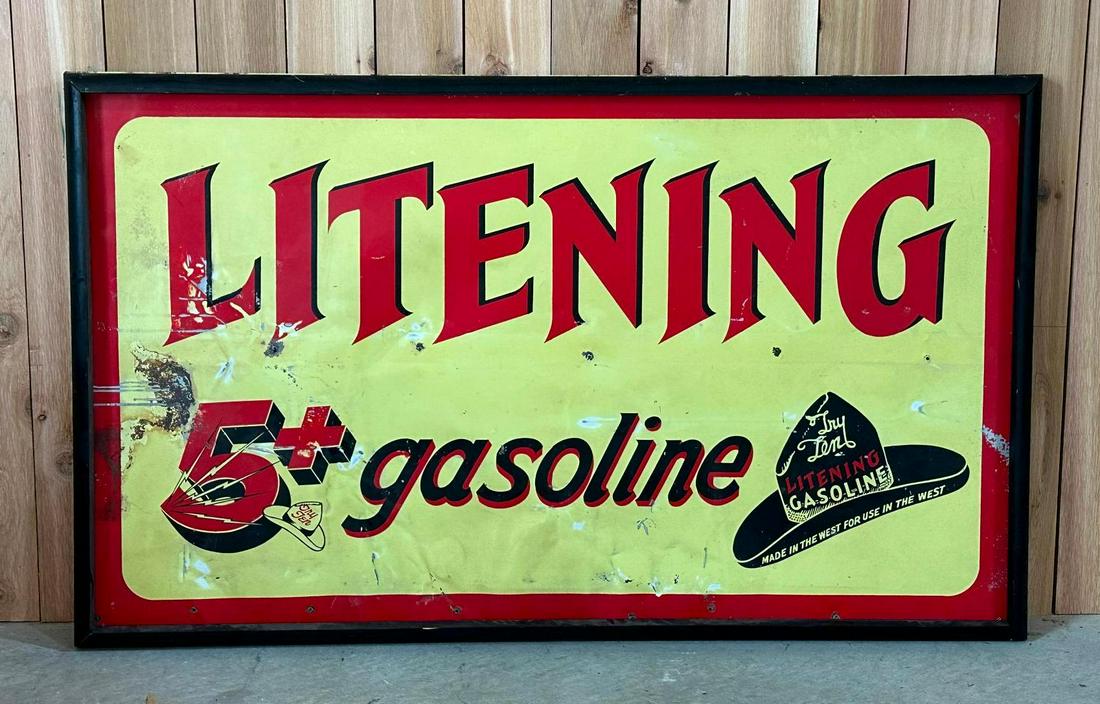 Litening Gasoline w/Logo Metal Sign (TAC) (1 of 8)