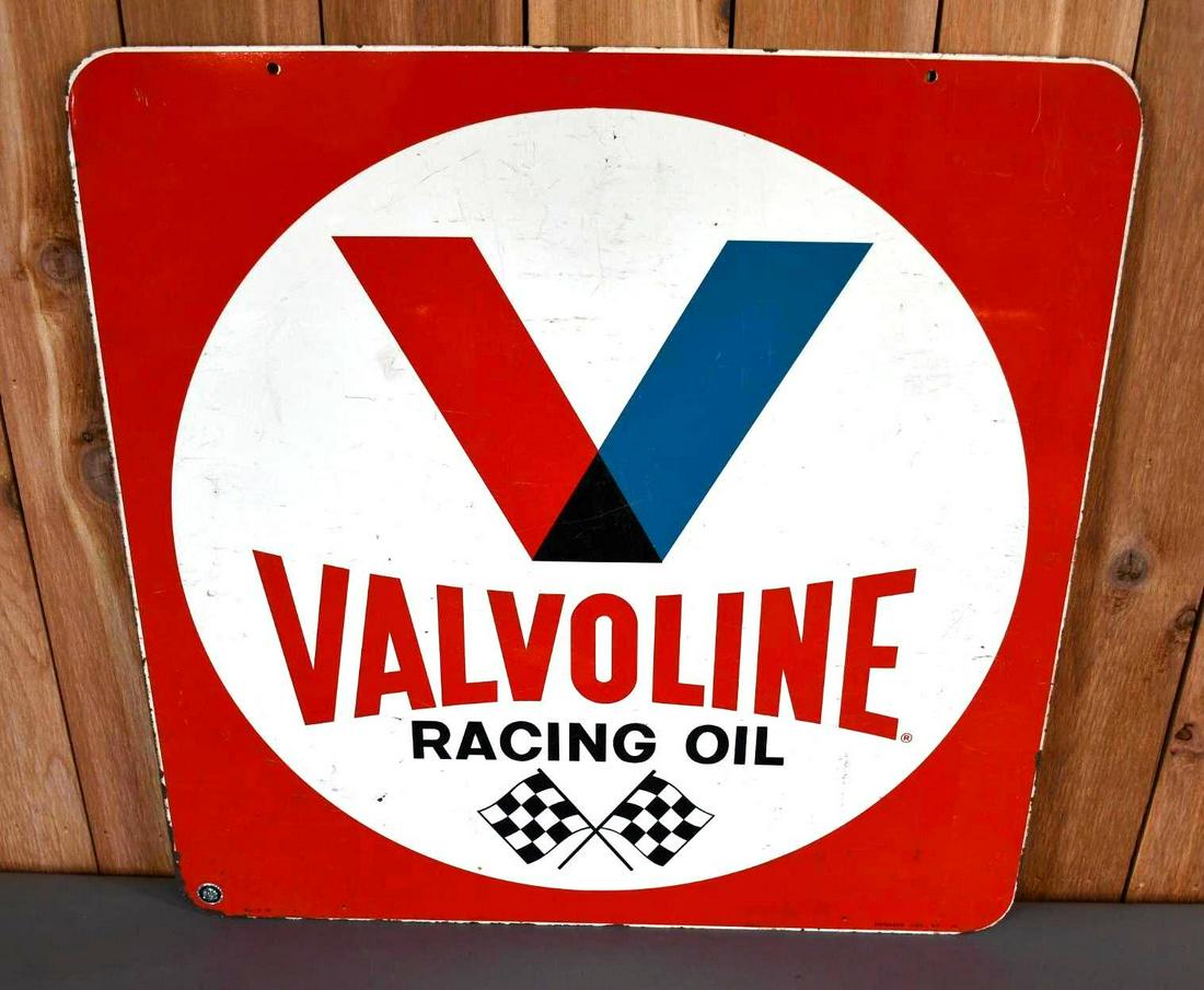 Valvoline Racing Oil w/Checkered Flags Metal Sign (TAC) (1 of 4)