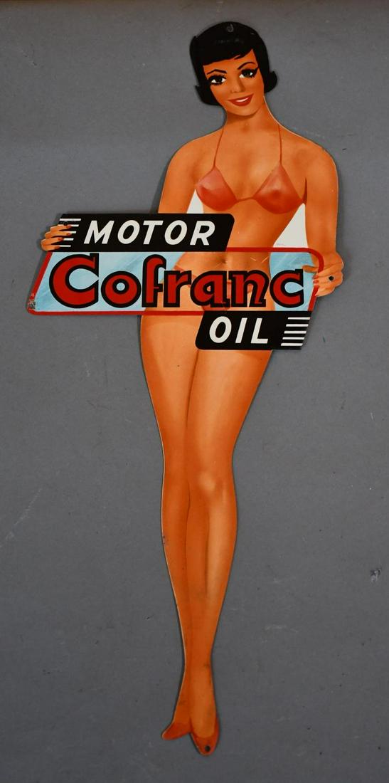 Cofranc Motor Oil Risque Lady Metal Sign (1 of 3)