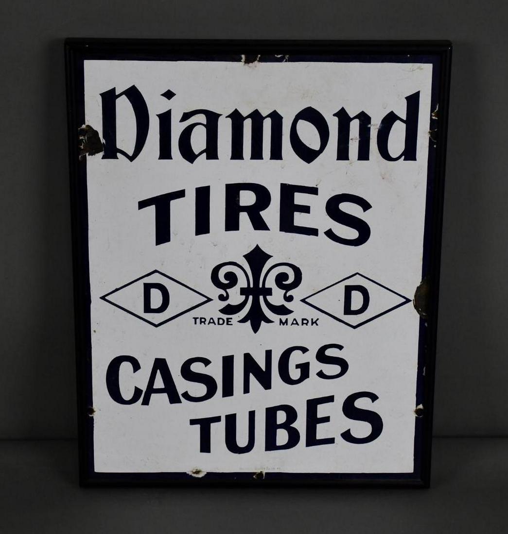 Diamond Tires Casings Tubes Porcelain Flange Sign (1 of 4)