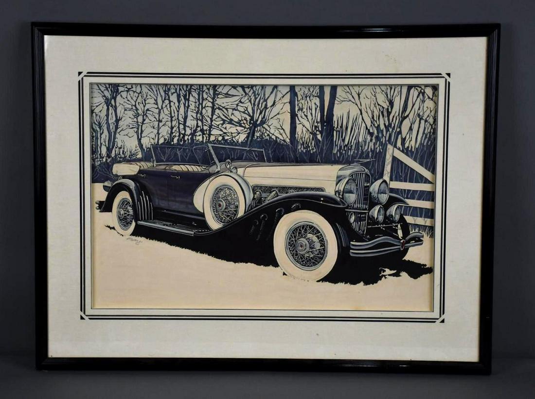 Original Watercolor by Dryer Duesenberg Dual Cowl Open Car (1 of 6)