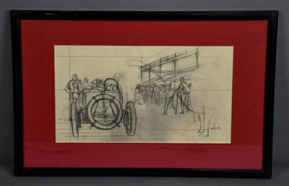 Peter Helck Preliminary Drawing of Race Track (1 of 4)