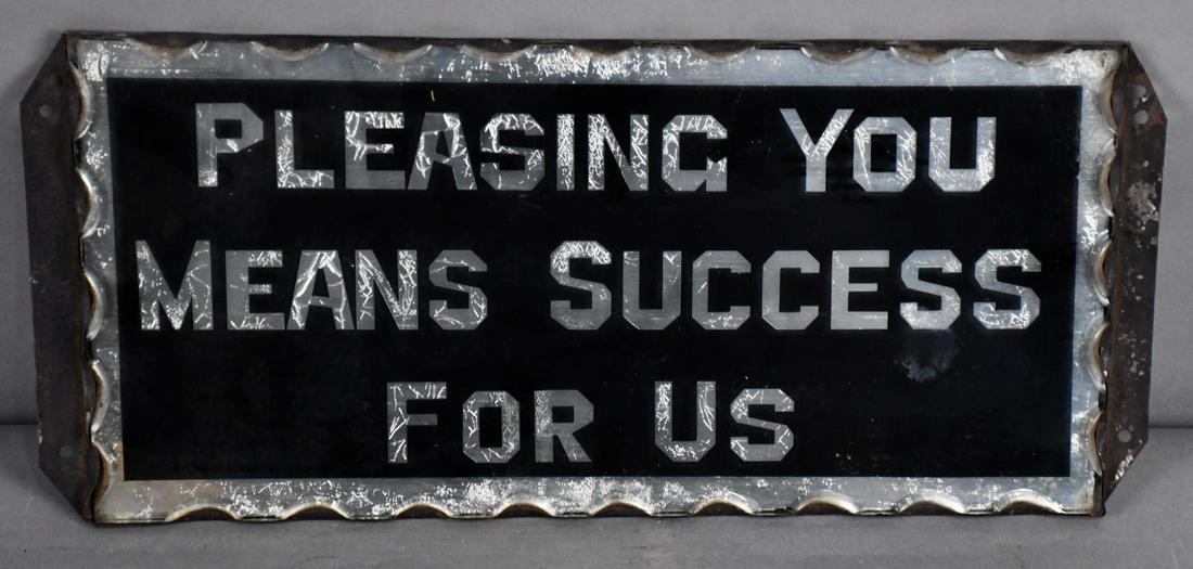 Pleasing You Means Success For Us Chipped Edge Reverse Painted Sign (1 of 2)