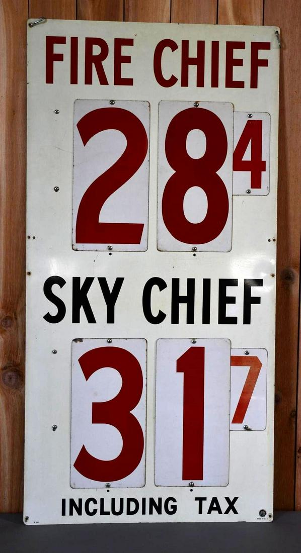 (Texaco) Fire Chief Sky Chief Pricer Metal Sign (TAC) (1 of 4)