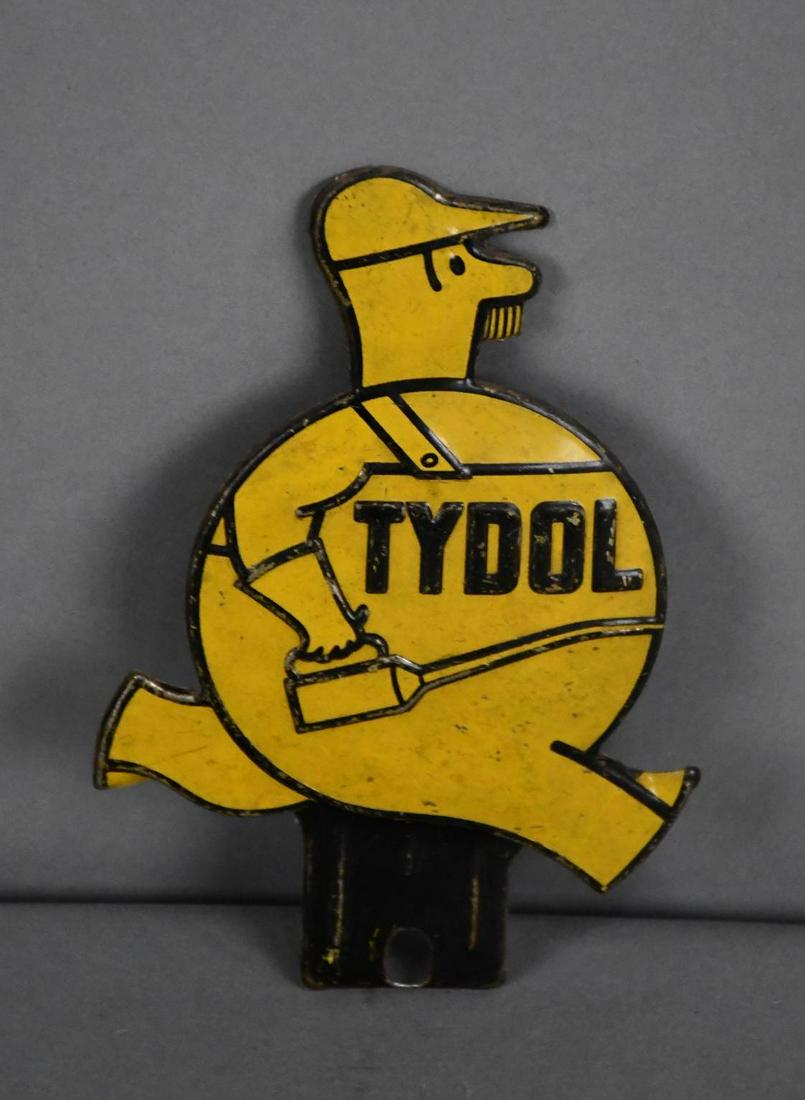 Tydol Yellow Oil Can Man Metal License Plate Attachment (1 of 2)