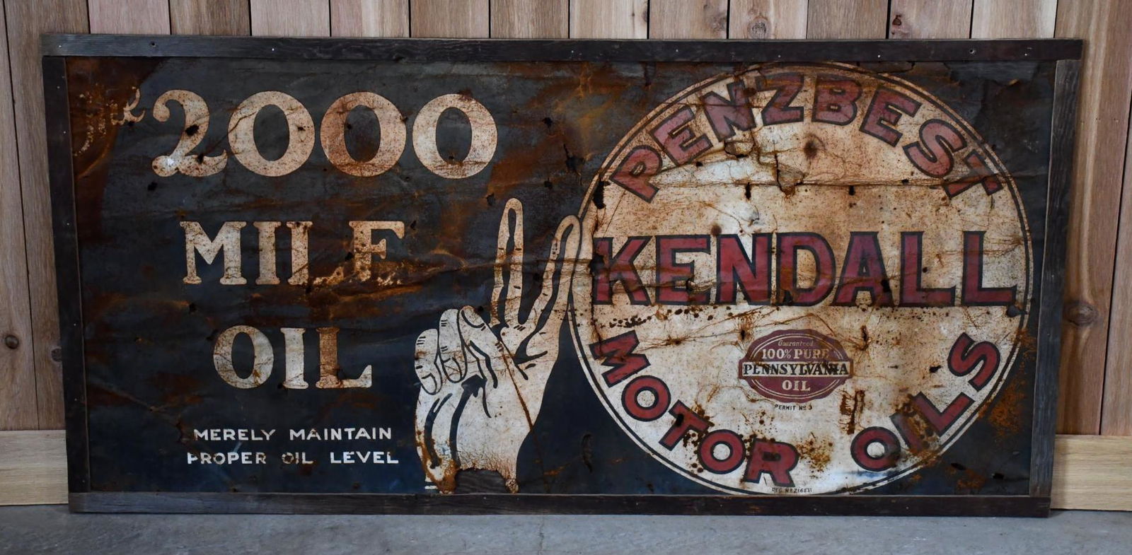 Kendall Penzbest Motor Oil "The 2000 Mile Oil" Metal Sign (1 of 4)
