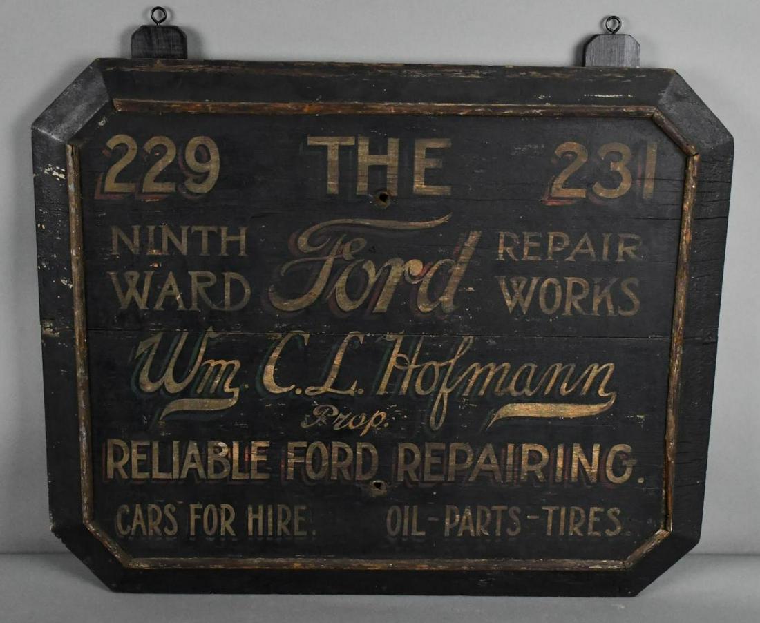The Ford Repair Works Prop. Wm. C.L. Hofmann Wood Sign (1 of 6)