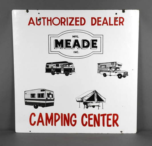 Meade Camping Center Authorized Dealer Porcelain Sign (tac)