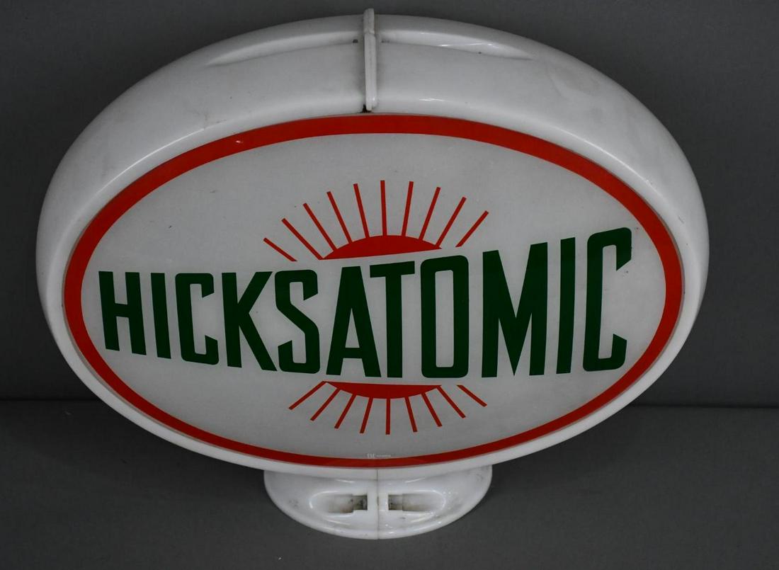 Hicksatomic (gas) Oval Glass Globe Single Lens (TAC): rated 9, the single oval lens in in good condition, mounted in an original Capco globe body. TAC #024884