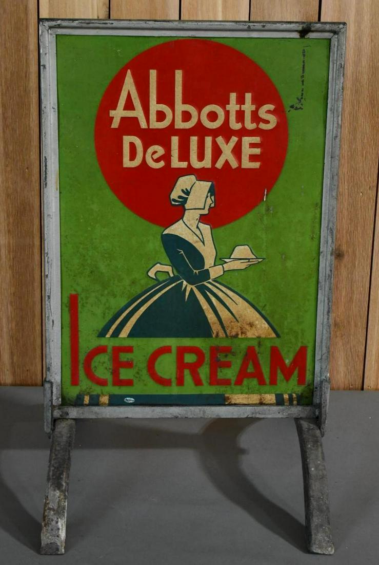 Abbotts DeLuxe Ice Cream w/Logo Metal Sidewalk Sign (TAC) (1 of 5)
