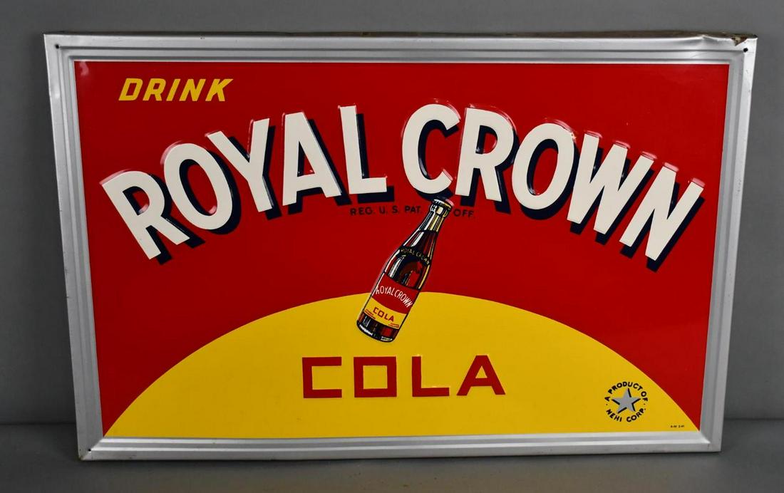 Drink Royal Crown Cola w/Bottle Metal Sign (TAC) (1 of 5)