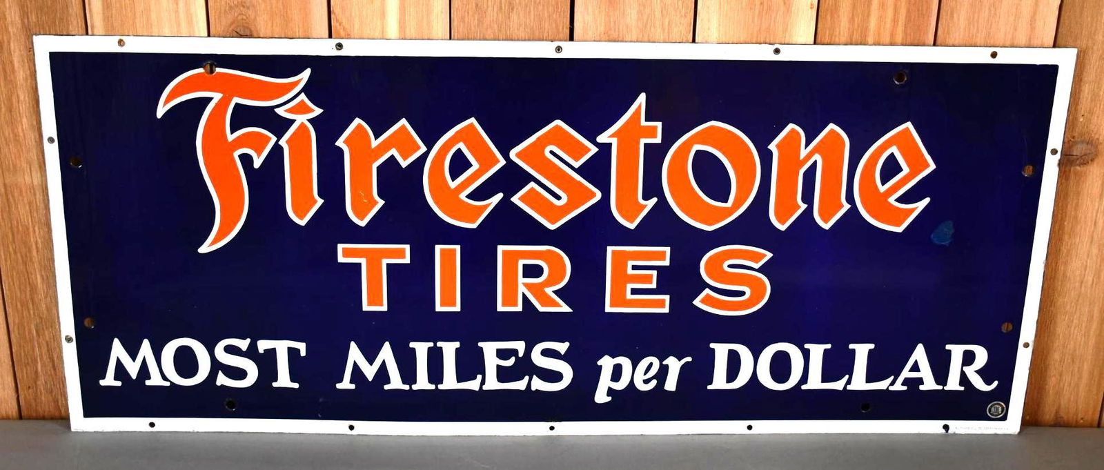 Firestone Tires "Most Miles Per Dollar" Porcelain Sign (TAC) (1 of 7)